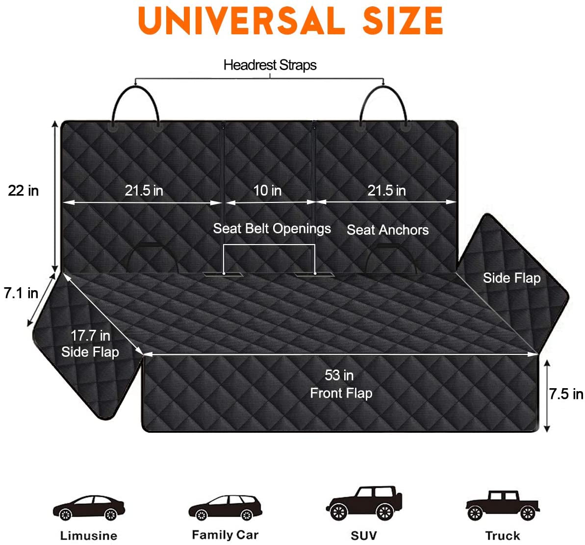 Dog Car Seat Cover, Back Seat Cover for Dogs