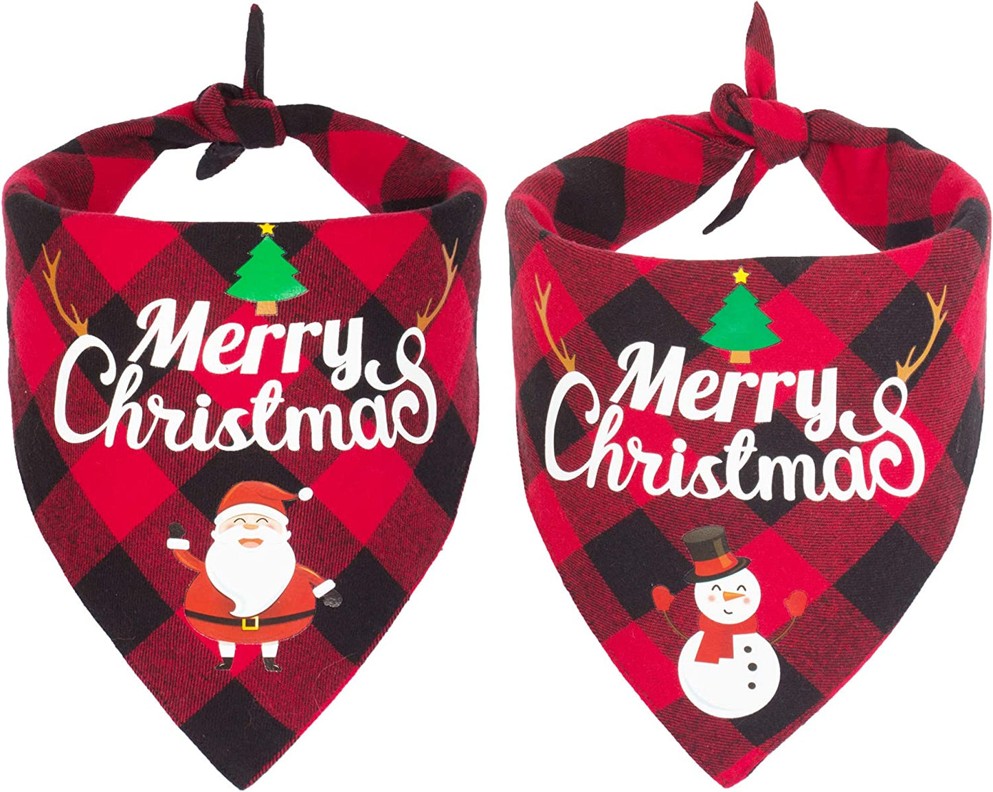 2 Pack Dog Bandana Christmas Classic Plaid Pet