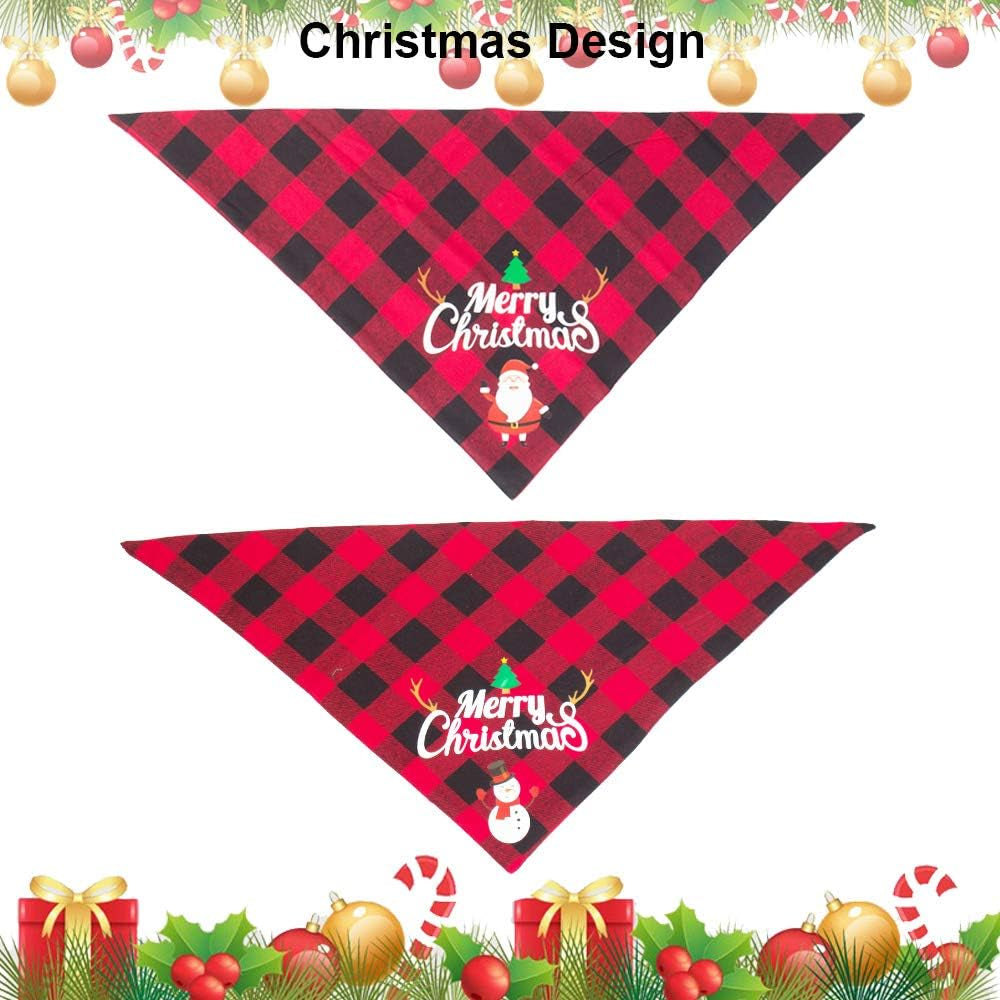 2 Pack Dog Bandana Christmas Classic Plaid Pet