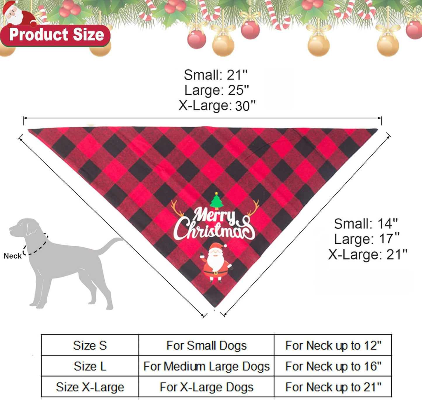 2 Pack Dog Bandana Christmas Classic Plaid Pet