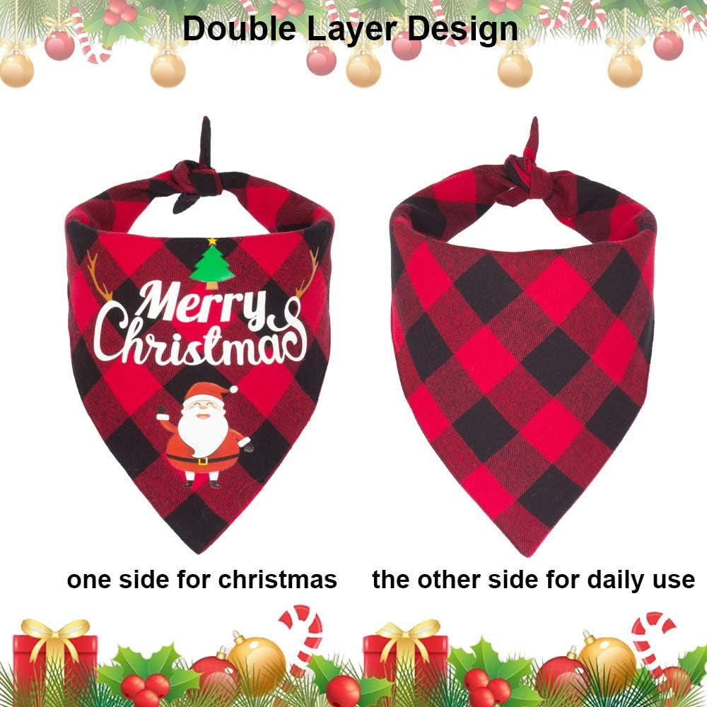 2 Pack Dog Bandana Christmas Classic Plaid Pet